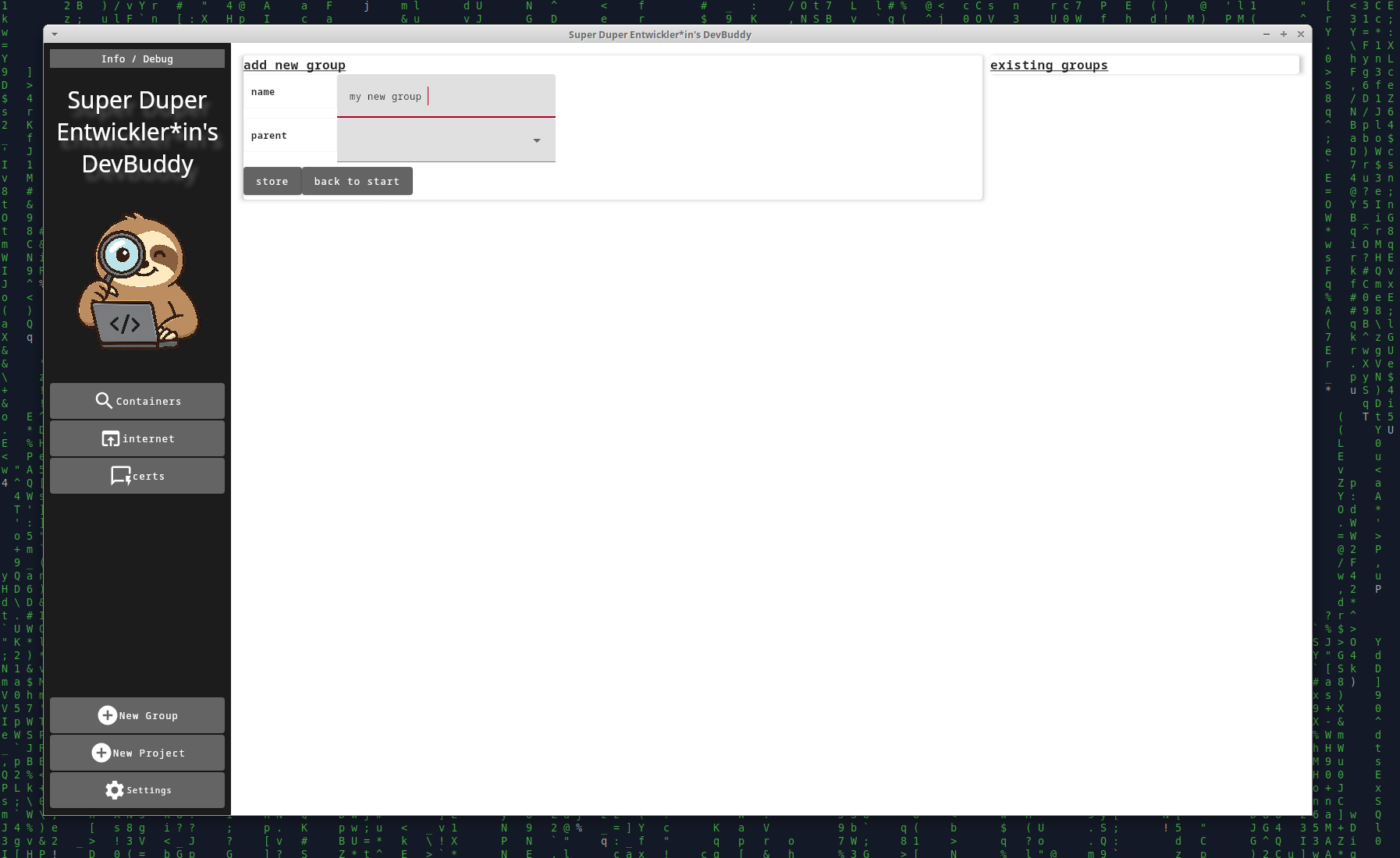 my devbuddy create a new group