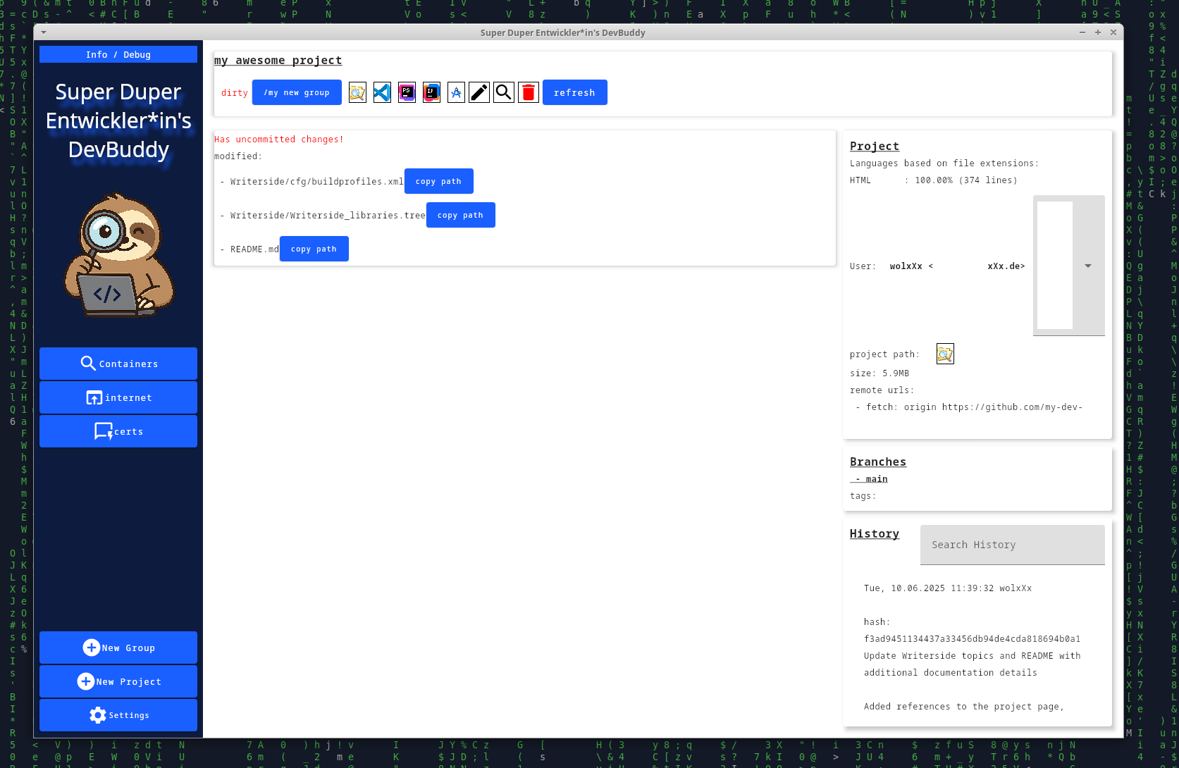 my devbuddy project page